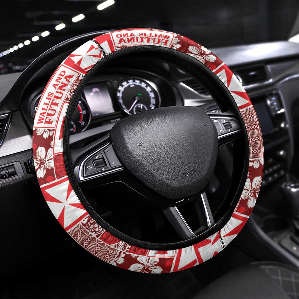 Wallis Et Futuna Kilisimasi Fiefia Steering Wheel Cover Pacific Patchwork Xmas Vibes - Polynesian Pride
