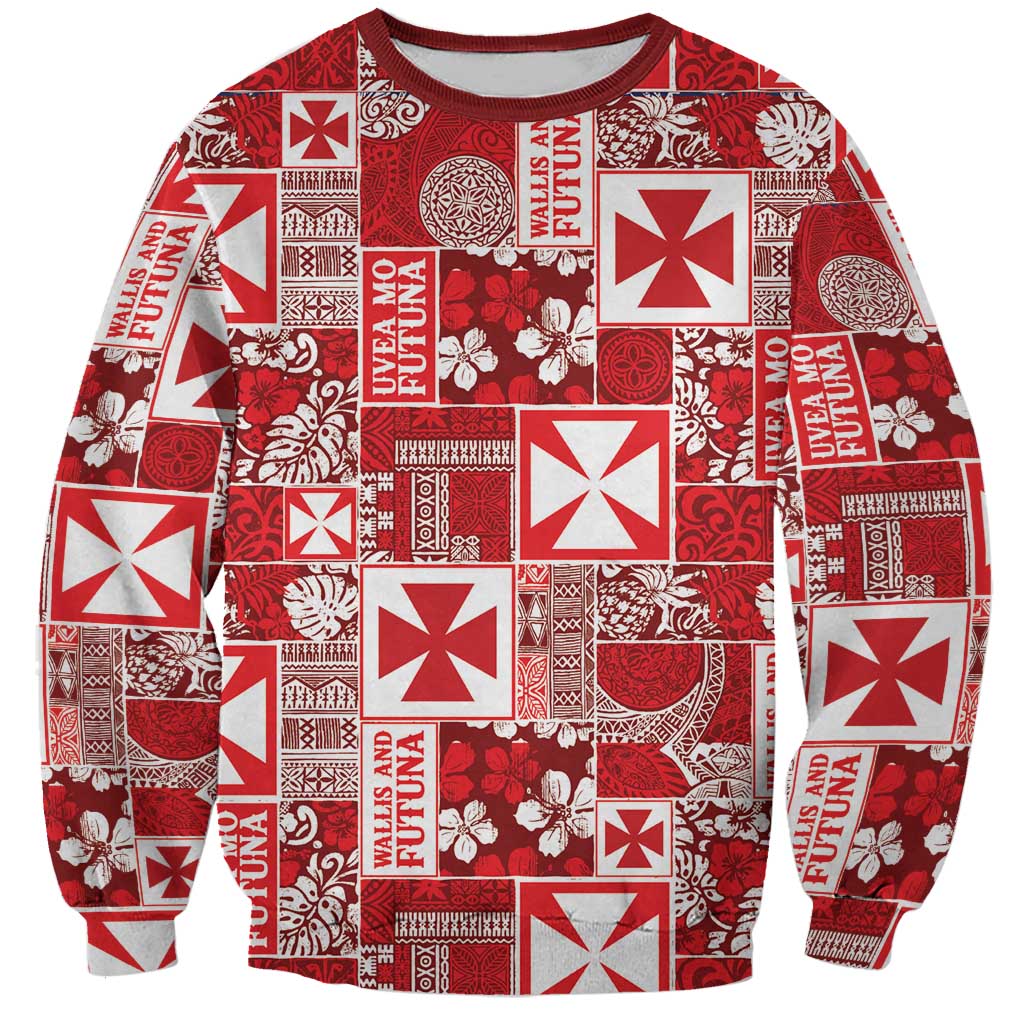 Wallis Et Futuna Kilisimasi Fiefia Sweatshirt Pacific Patchwork Xmas Vibes - Polynesian Pride