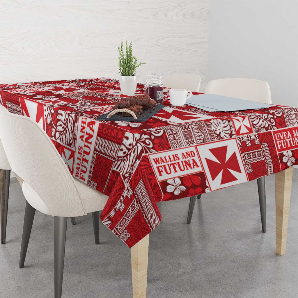 Wallis Et Futuna Kilisimasi Fiefia Tablecloth Pacific Patchwork Xmas Vibes - Polynesian Pride