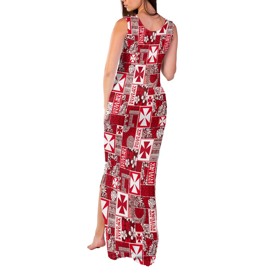 Wallis Et Futuna Kilisimasi Fiefia Tank Maxi Dress Pacific Patchwork Xmas Vibes - Polynesian Pride