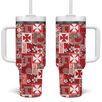 Wallis Et Futuna Kilisimasi Fiefia Tumbler With Handle Pacific Patchwork Xmas Vibes - Polynesian Pride