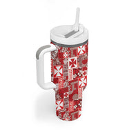 Wallis Et Futuna Kilisimasi Fiefia Tumbler With Handle Pacific Patchwork Xmas Vibes - Polynesian Pride