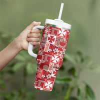 Wallis Et Futuna Kilisimasi Fiefia Tumbler With Handle Pacific Patchwork Xmas Vibes - Polynesian Pride