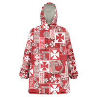Wallis Et Futuna Kilisimasi Fiefia Wearable Blanket Hoodie Pacific Patchwork Xmas Vibes - Polynesian Pride