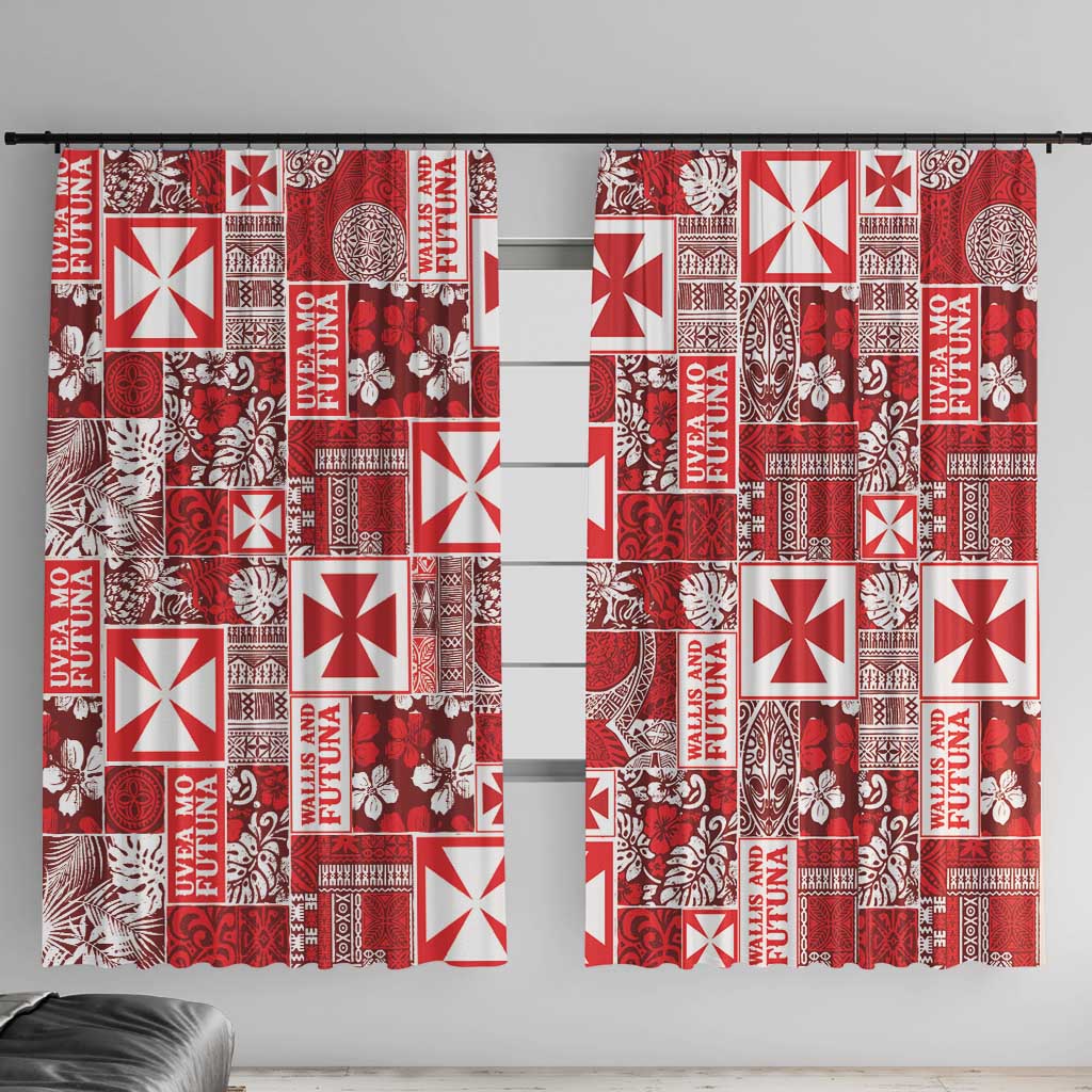 Wallis Et Futuna Kilisimasi Fiefia Window Curtain Pacific Patchwork Xmas Vibes - Polynesian Pride