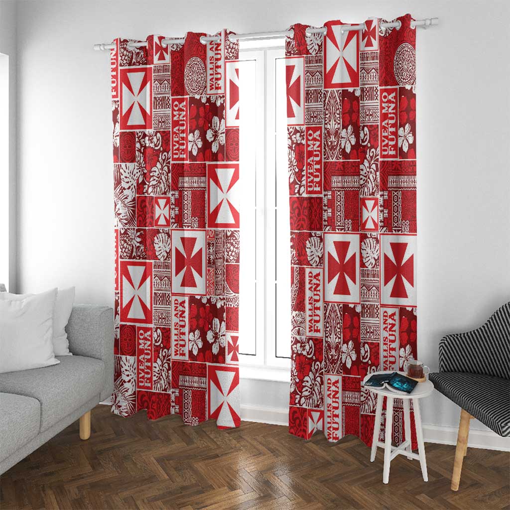 Wallis Et Futuna Kilisimasi Fiefia Window Curtain Pacific Patchwork Xmas Vibes - Polynesian Pride