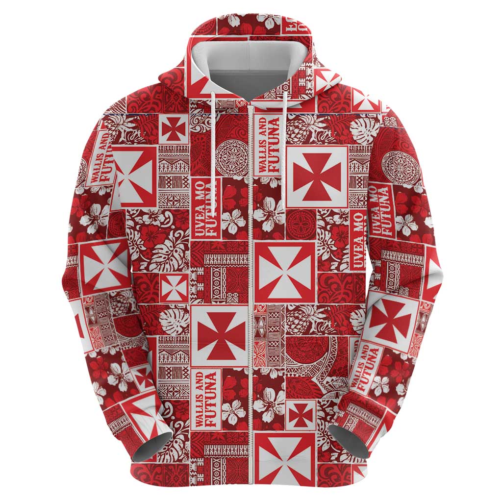 Wallis Et Futuna Kilisimasi Fiefia Zip Hoodie Pacific Patchwork Xmas Vibes - Polynesian Pride