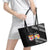 Fiji Tonga Coat of Arm Personalised Leather Tote Bag With Masi Tapa and Tongan Ngatu Together LT9 - Polynesian Pride