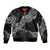 Polynesian Tribal Tattoo Bomber Jacket Dark Marble Pattern