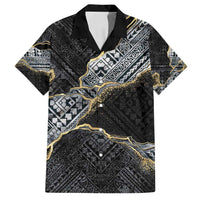 Polynesian Tribal Tattoo Family Matching Tank Maxi Dress and Hawaiian Shirt Dark Marble Pattern LT9 Dad's Shirt - Short Sleeve Black - Polynesian Pride