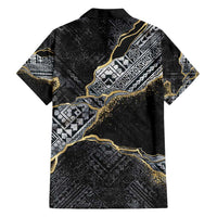 Polynesian Tribal Tattoo Family Matching Tank Maxi Dress and Hawaiian Shirt Dark Marble Pattern LT9 - Polynesian Pride