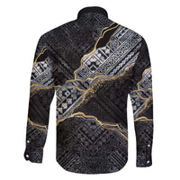 Polynesian Tribal Tattoo Family Matching Tank Maxi Dress and Hawaiian Shirt Dark Marble Pattern LT9 - Polynesian Pride