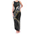 Polynesian Tribal Tattoo Family Matching Tank Maxi Dress and Hawaiian Shirt Dark Marble Pattern