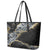 Polynesian Tribal Tattoo Leather Tote Bag Dark Marble Pattern