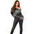 Polynesian Tribal Tattoo Off Shoulder Sweater Dark Marble Pattern