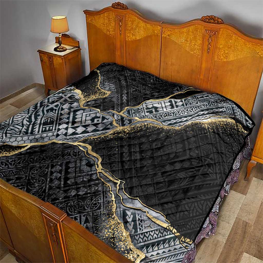 Polynesian Tribal Tattoo Quilt Dark Marble Pattern LT9 - Polynesian Pride
