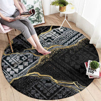 Polynesian Tribal Tattoo Round Carpet Dark Marble Pattern LT9 - Polynesian Pride