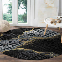 Polynesian Tribal Tattoo Round Carpet Dark Marble Pattern LT9 - Polynesian Pride
