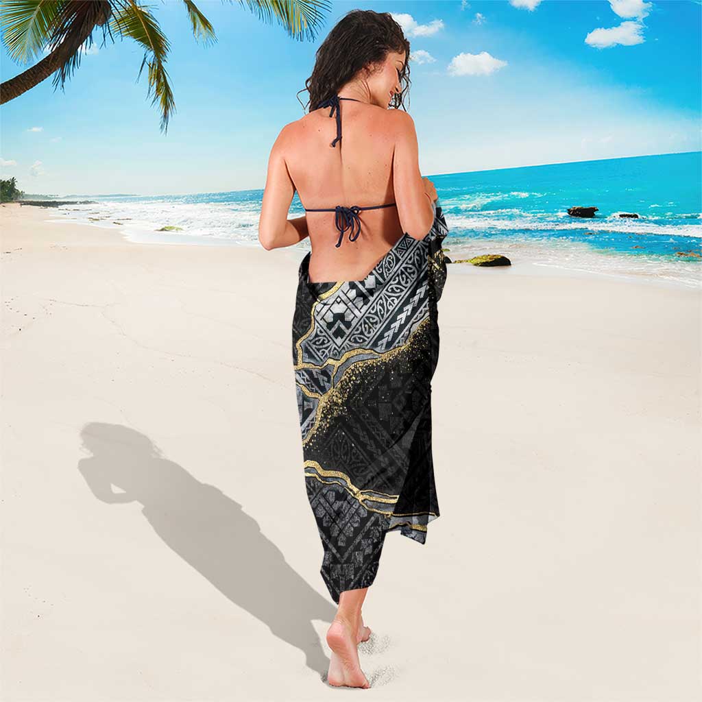 Polynesian Tribal Tattoo Sarong Dark Marble Pattern
