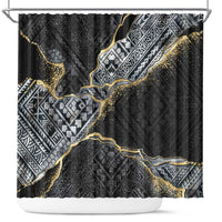 Polynesian Tribal Tattoo Shower Curtain Dark Marble Pattern LT9 Black - Polynesian Pride