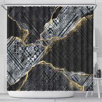 Polynesian Tribal Tattoo Shower Curtain Dark Marble Pattern LT9 - Polynesian Pride