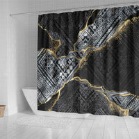 Polynesian Tribal Tattoo Shower Curtain Dark Marble Pattern LT9 - Polynesian Pride