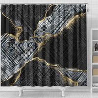 Polynesian Tribal Tattoo Shower Curtain Dark Marble Pattern LT9 - Polynesian Pride