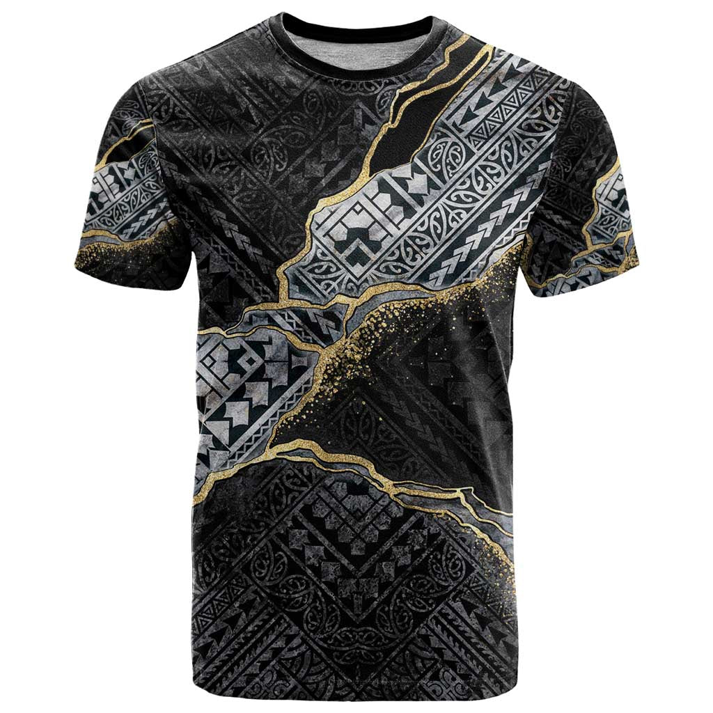 Polynesian Tribal Tattoo T Shirt Dark Marble Pattern