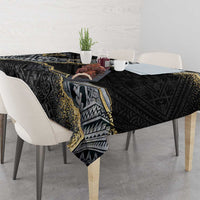 Polynesian Tribal Tattoo Tablecloth Dark Marble Pattern