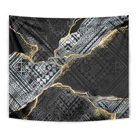 Polynesian Tribal Tattoo Tapestry Dark Marble Pattern