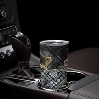Polynesian Tribal Tattoo Tumbler Cup Dark Marble Pattern