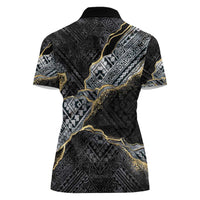 Polynesian Tribal Tattoo Women Polo Shirt Dark Marble Pattern