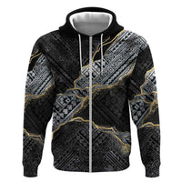 Polynesian Tribal Tattoo Zip Hoodie Dark Marble Pattern LT9 Zip Hoodie Black - Polynesian Pride