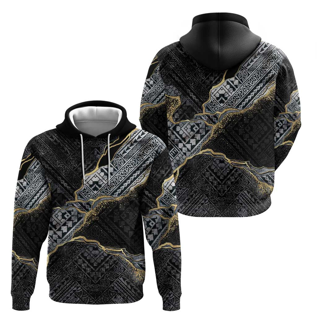 Polynesian Tribal Tattoo Zip Hoodie Dark Marble Pattern LT9 - Polynesian Pride