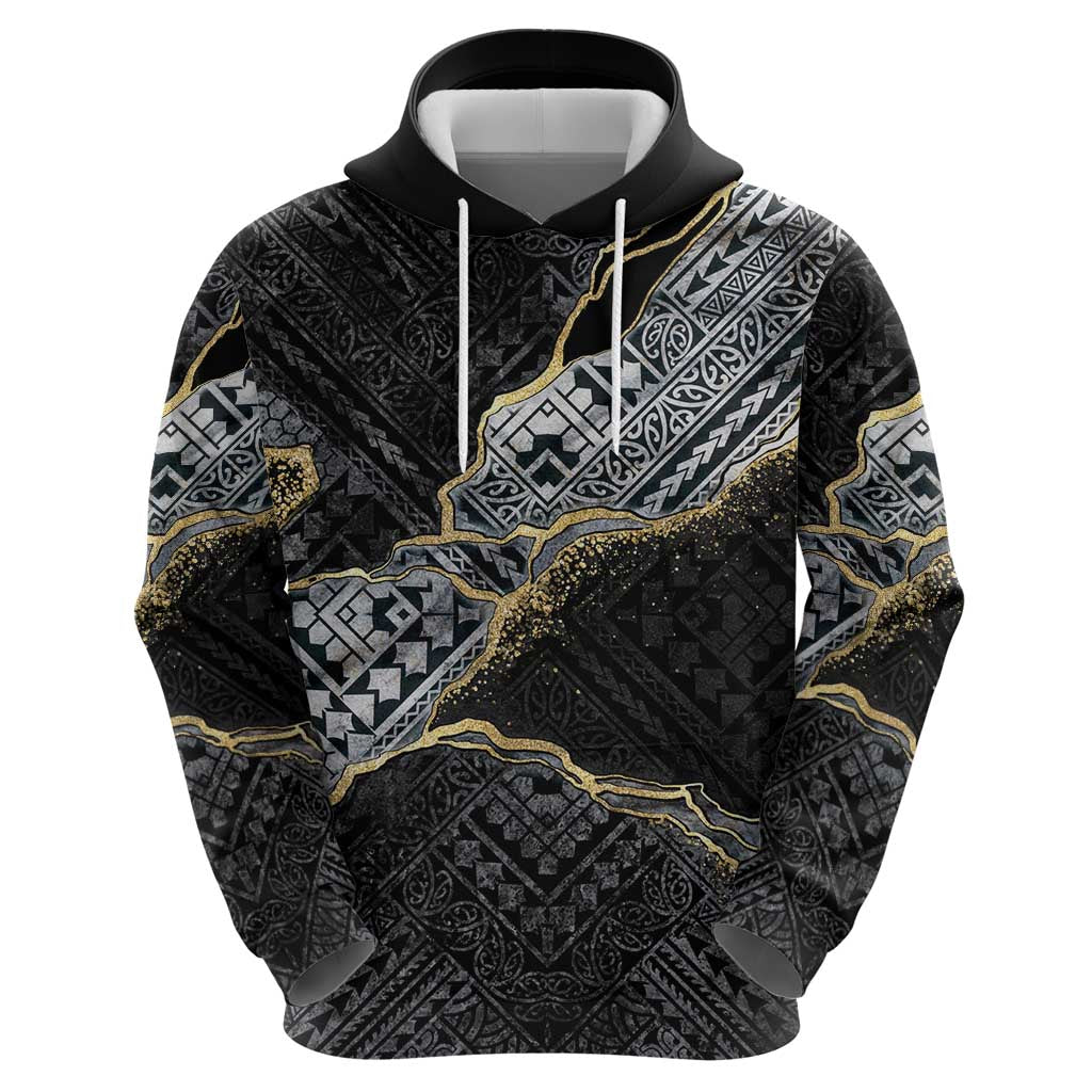 Polynesian Tribal Tattoo Zip Hoodie Dark Marble Pattern LT9 - Polynesian Pride