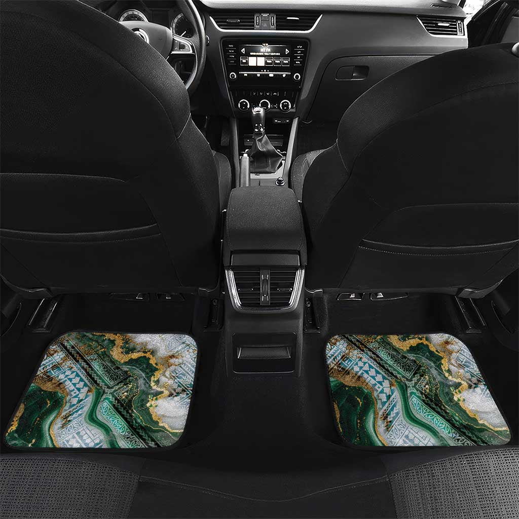 Polynesian Tribal Tattoo Car Mats Green Marble Pattern