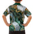 Polynesian Tribal Tattoo Family Matching Summer Maxi Dress and Hawaiian Shirt Green Marble Pattern