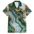 Polynesian Tribal Tattoo Family Matching Summer Maxi Dress and Hawaiian Shirt Green Marble Pattern
