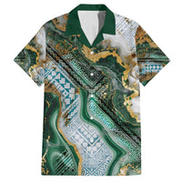 Polynesian Tribal Tattoo Family Matching Tank Maxi Dress and Hawaiian Shirt Green Marble Pattern LT9 Dad's Shirt - Short Sleeve Green - Polynesian Pride