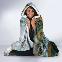 Polynesian Tribal Tattoo Hooded Blanket Green Marble Pattern
