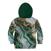 Polynesian Tribal Tattoo Kid Hoodie Green Marble Pattern