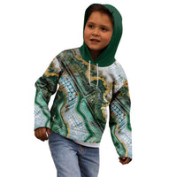 Polynesian Tribal Tattoo Kid Hoodie Green Marble Pattern