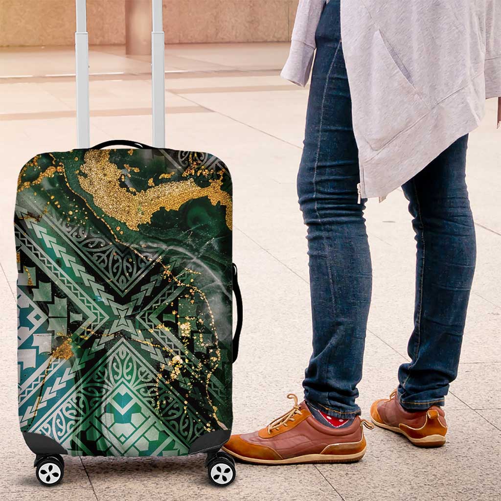 Polynesian Tribal Tattoo Luggage Cover Green Marble Pattern LT9 Green - Polynesian Pride