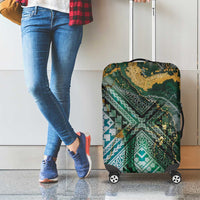 Polynesian Tribal Tattoo Luggage Cover Green Marble Pattern