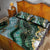 Polynesian Tribal Tattoo Quilt Bed Set Green Marble Pattern