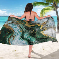 Polynesian Tribal Tattoo Sarong Green Marble Pattern