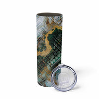 Polynesian Tribal Tattoo Skinny Tumbler Green Marble Pattern