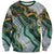 Polynesian Tribal Tattoo Sweatshirt Green Marble Pattern