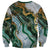 Polynesian Tribal Tattoo Sweatshirt Green Marble Pattern