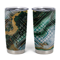 Polynesian Tribal Tattoo Tumbler Cup Green Marble Pattern